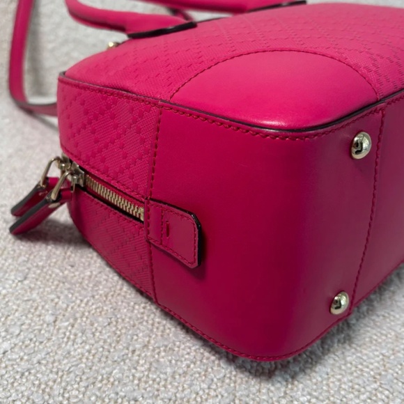 Authentic GUCCI Pink Bright Diamante Textured Leather Top Handle Bag - Picture 7 of 10